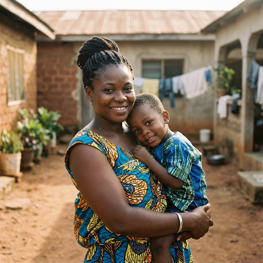 West African woman with male child